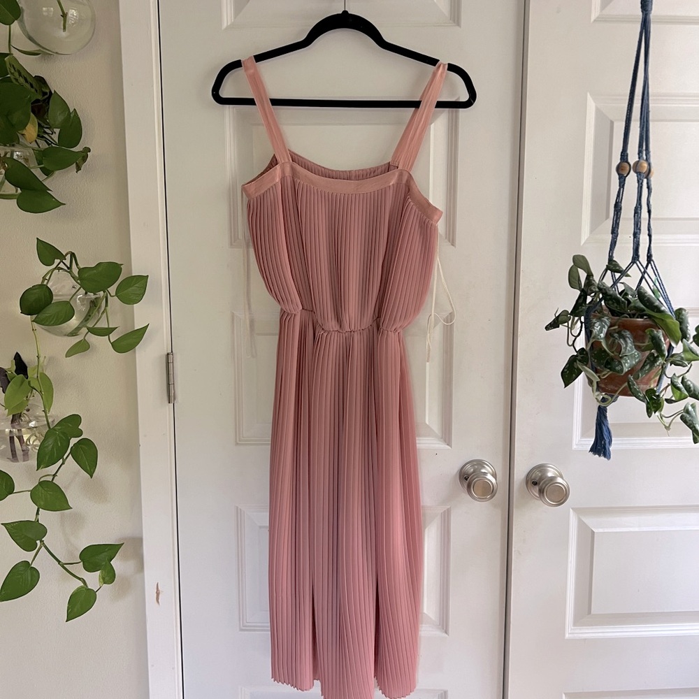 Pink Pleated Midi Dress - Vintage